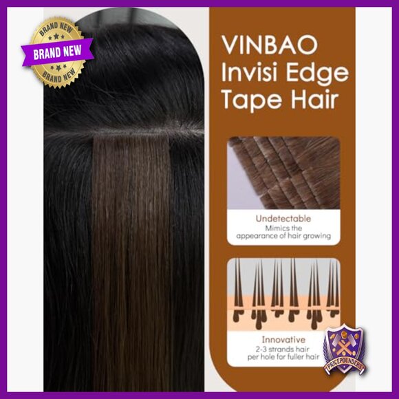 Human Hair Tape-In Extensions 16 Inch Straight Seamless Invisible PU Weft main image 4
